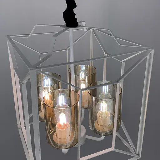 Люстра Лофт у білому корпусі форми куба Line.F 11895/4 WH - фото 3