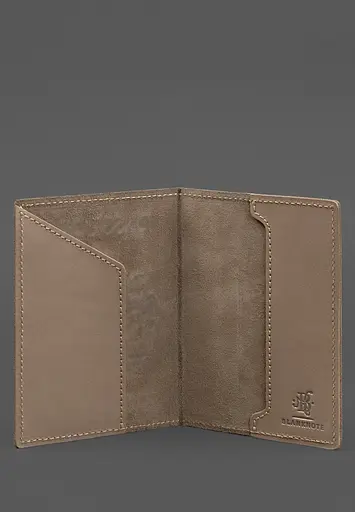 Кожаная обложка для паспорта с украинским гербом светло-бежевая - фото 3