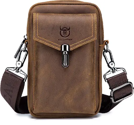Чоловіча шкіряна сумка на пояс BULL 18х13х5 см sum0026003 - фото 1