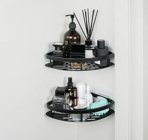 Набір металевих полиць для ванної кімнати Fabrika OPAL 2 шт Чорні (FK-WB1005-2) - фото 8