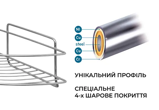 Полиця нержавійка на самоклейці, FABRIKA UNO. Розмір: 23х23х10 - фото 2