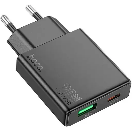 Ультратонкое двухпортовое зарядное устройство Hoco N38 Delgado Type-C 20 Вт и USB-A 18 Вт PD20W/PPS/QC3.0/FCP/AFC Black - фото 9