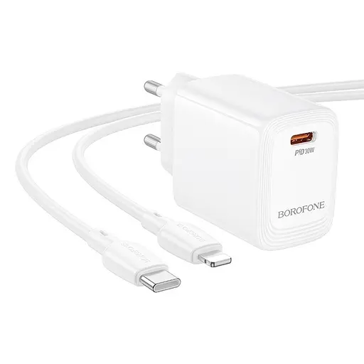 Мережевий зарядний пристрій Borofone BN28 Fuente single port PD30W charger (EU) білий - фото 3