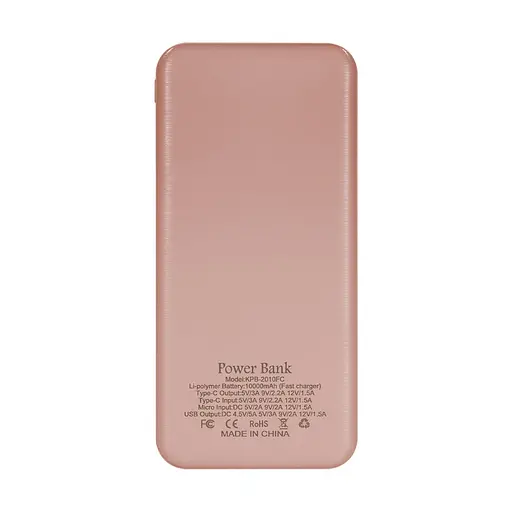 Повербанк 10000mAh Power Bank Kraft KPB-2010FC Pink 22.5W QC3.0 (43-00093) - фото 4