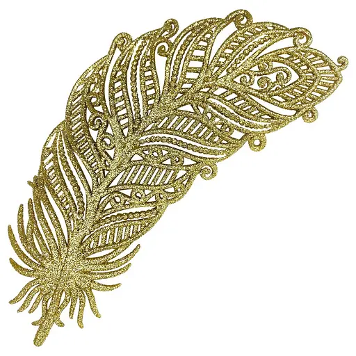 Ялинкова іграшка MIS LT Перо 7,5х15,5Х1,5 см золотий - фото 1