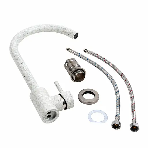 Смеситель для кухни Platinum 56 B NESP (3008 А) белый в точку Белый - фото 2