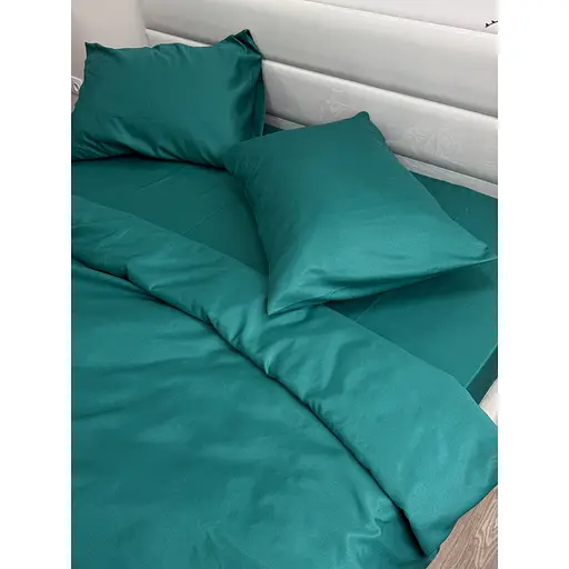 Комплект постільної білизни Ecotton Dark Green півтораспальний полісатин темно-зелений (25309) - фото 5