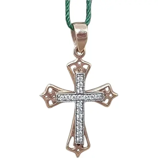 Золотий хрестик ЮЗ "Багет" з діамантами. 31004/4