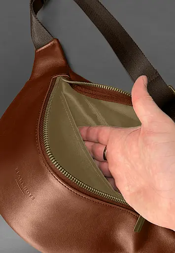 Шкіряна поясна сумка-бананка Kanny світло-коричнева - фото 5