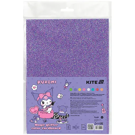 Картон цветной Kite Hello Kitty HK24-423 с волшебным глиттером А4 8 листов 8 цветов (HK24-423)