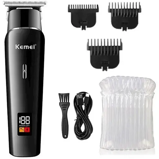 Професійна бездротова машинка Kemei KM-1113 для стрижки волосся та бороди USB LED індикатор 5вт Чорний - фото 1