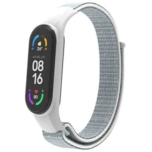 Ремешок Nylon Mi Band 3/4/5/6/7 Серебристый (04) - фото 1