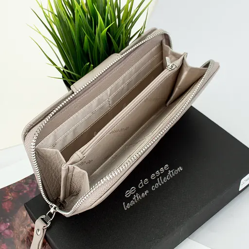 Гаманець жіночий шкіряний De Esse LC14621-GD25 великий з ремінцем нюдовий - фото 7