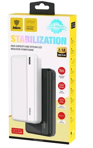 Портативний зарядний пристрій Power Bank Inkax PB-02A 20000 mAh Павербанк USB чорний - фото 2