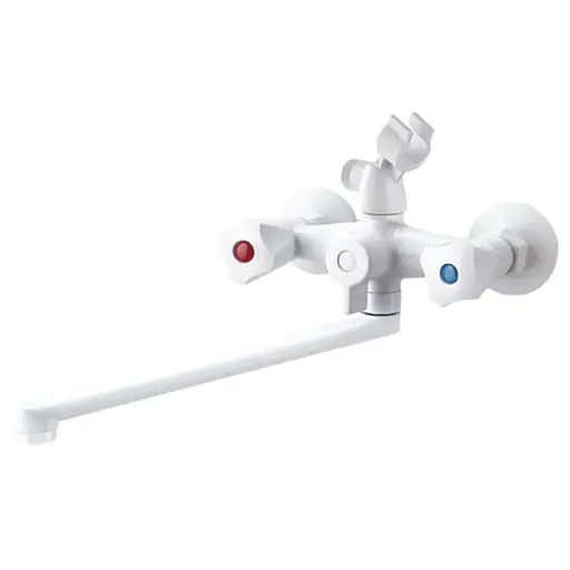 Змішувач для ванни з лійкою Plamix Omega-140 Euro SET white MX9579 Білий - фото 1