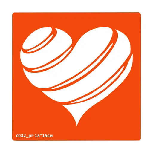 Трафарет для био-тату Сердечко Fresh Tattoo c032_pr-15*15см, размер 15х15см - фото 1