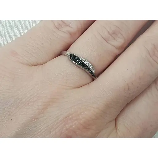 Срібне кільце Агні Змійка в каменях з фіанітами. 1889/9Р-CZ 17,5 - фото 2