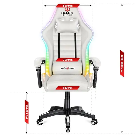 Компьютерное кресло Hell's HC-1003 LED RGB White - фото 8