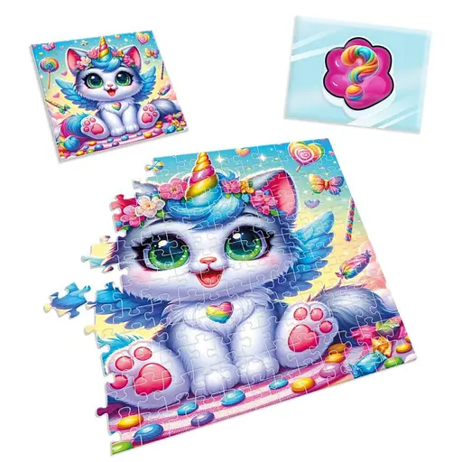 Детские пазлы с сюрпризом Котик-единорожка VT8030-07, 180 деталей - фото 3