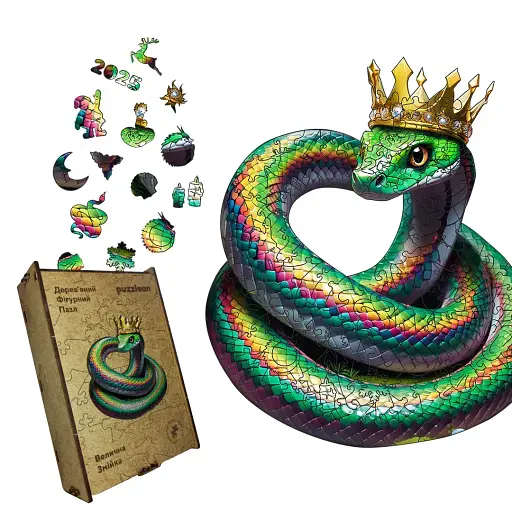 Пазл деревянный Большая Змейка, А1, Деревянная коробка 500+ элементов