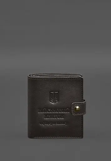 Кожаная обложка-портмоне для военного билета офицера запаса (широкий документ) Темно-коричневый - фото 2