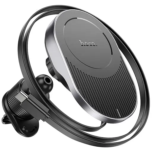 Держатель с беспроводным зарядным устройством Hoco HW12 Guardian magnetic wireless air outlet 15W - фото 3