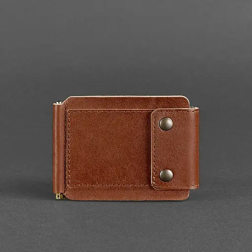 Мужской кожаный портмоне светло-коричневый 10.0 зажим для денег - фото 8