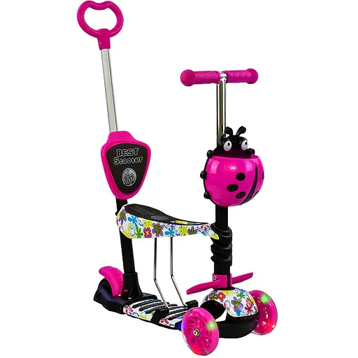 Самокат 5 в 1 Best Scooter 59х15х29 см Рожево-чорний 000231492