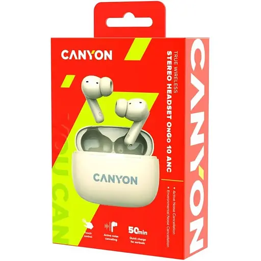Навушники Canyon TWS headset OnGo TWS-10 ANC+ENC Beige (CNS-TWS10BG) - фото 6