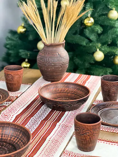 Льняная салфетка с украинским орнаментом Луч 30х40 см 9 шт. Красный - фото 7