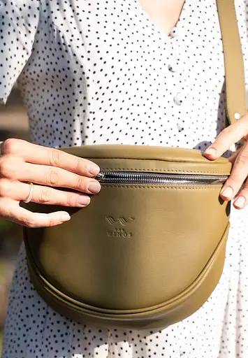 Шкіряна сумка поясная-кроссбоди Vacation оливковий - фото 4