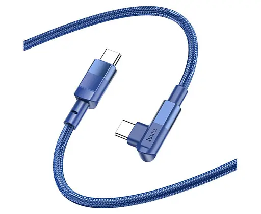 Кабель кутовий Hoco U108 Type-C to Type-C PD 100 W 2 м синій поворотний 90 градусів