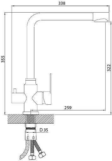 Смеситель для кухни под фильтр Adamant SA-021 белый 0211, Белый - фото 6