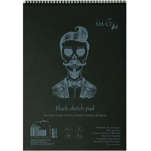 Альбом для рисунку на спіралі SM-LT Art Authentic А3 (29.7х42 см) 165г/м2 30л чорний папір - фото 1
