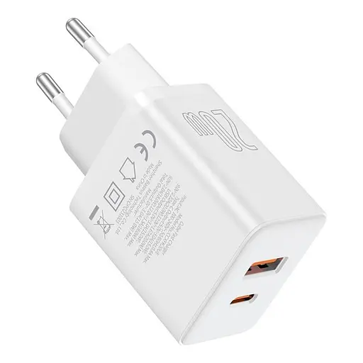 Адаптер сетевой Baseus Cube Fast Charger 1USB/1Type-C, 20W/3A, PD/QC| - фото 2