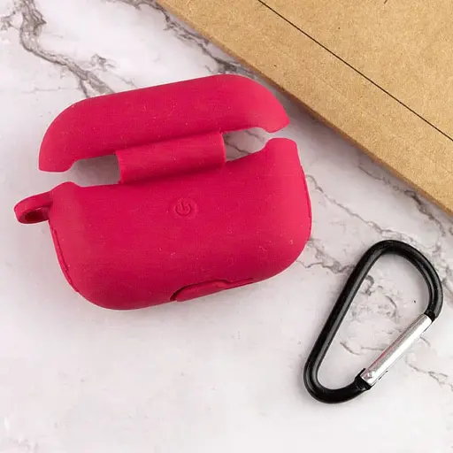 Силиконовый футляр New с карабином для наушников Airpods Pro Красный / Rose Red - фото 4