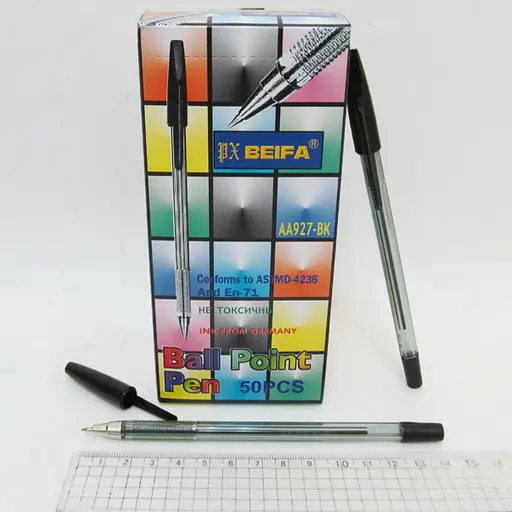 Ручка шариковая BEIFA, черная, 50 шт., 927-AA-BL