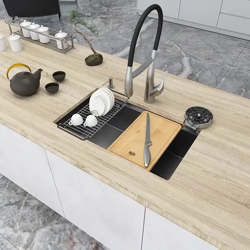 Кухонна мийка під стільницю 1.5 мм кухонна станція Nett NS-7042, Нержавіюча сталь - фото 5