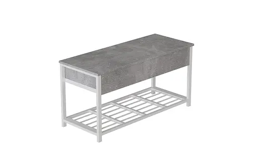 Банкетка з ящиком Ferrum-decor Дрейк 2 550x1200x400 метал Білий ДСП Бетон 16 мм (FRD-103079) - фото 3