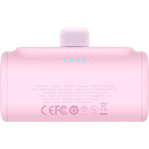 Зовнішній акумулятор Baseus Compact Type-C Edition 5000mAh 20W Pink P10068306413-00 (132863) - фото 3
