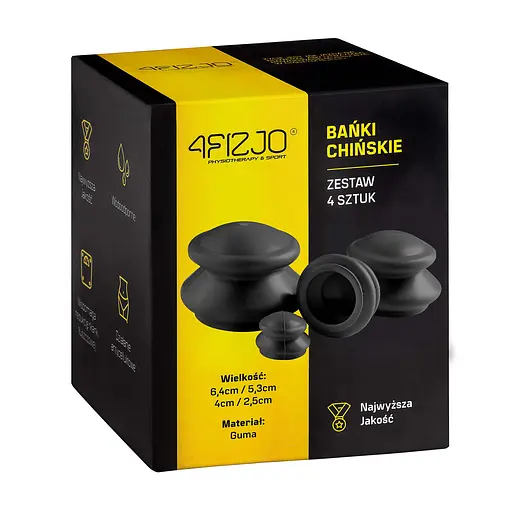 Вакуумні масажні банки 4FIZJO для тіла (китайські/атницелюлітні банки) 4 шт Black (P-5907739314918) - фото 2