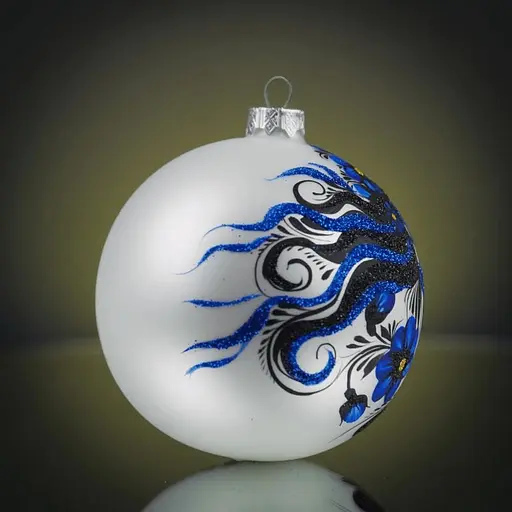 Набір ялинкових прикрас Різдвяні історії Петриківка Мотанка синя скло (4820001180602) - фото 3