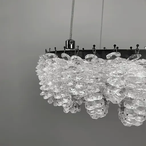 Кільцева кришталева люстра в хромі на 2 яруси 80+60 см | Арт. 33038-800+600 CH | Line F - фото 2