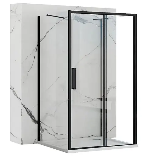 Душевая кабина Rea Rapid Slide 100x90 black пристенная REA-KPL-09875, Черный матовый, Универсальная, прозрачная - фото 1