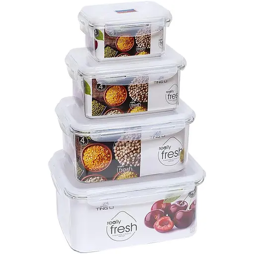 Набір контейнерів харчових 4 шт. (3.2 л, 2.1 л, 1.2 л, 0.5 л) 639-2591-4 пластик