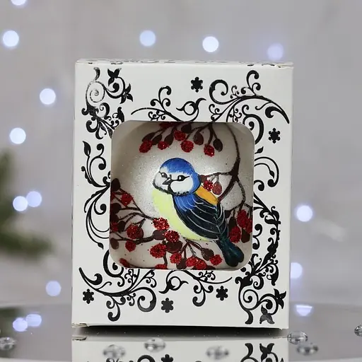 Ялинкова прикраса Санта Шоп Синиця з калиною скло (4820001112399) - фото 4