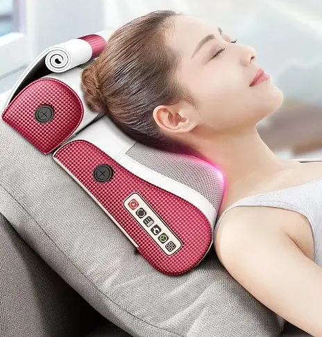 Роликовая массажная подушка Paradise G-23 (прогрев, ароматизация) Бело-красный - фото 3