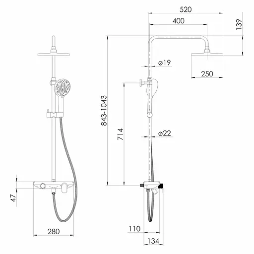 Душова система Imprese Modus D верхній душ d250 мм хром t030B08201SQ, Хром - фото 2
