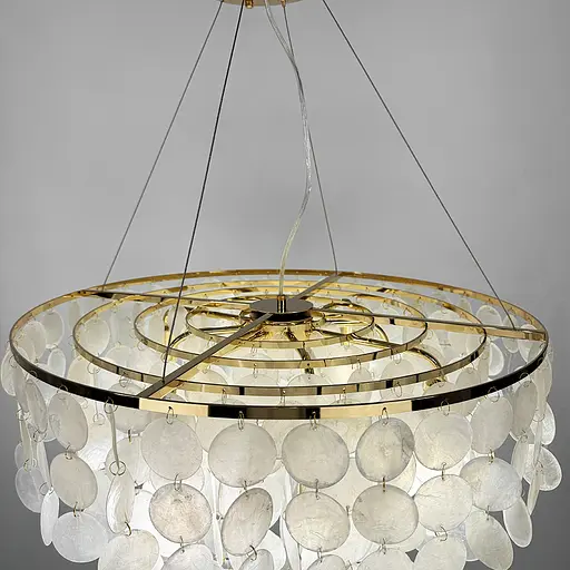 Круглая золотая люстра ATHELIA с перламутровыми пластинами Ø 80 см | Ст. 1537-800 GD | Line F - фото 4