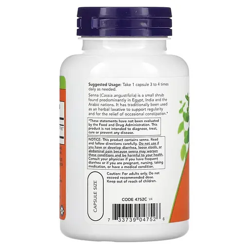 Натуральная добавка NOW Senna 470 mg, 100 вегакапсул - фото 3